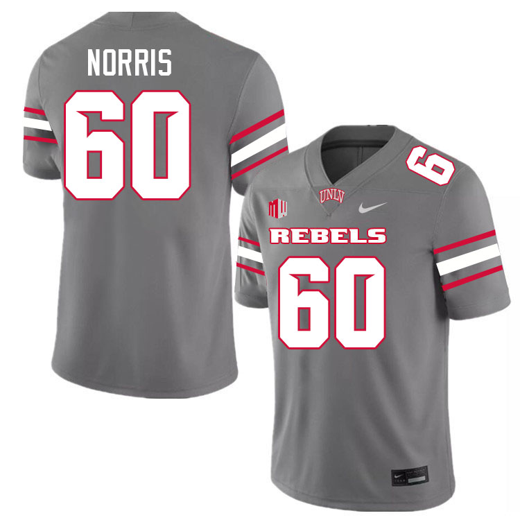 Men #60 Sammy Norris UNLV Rebels College Football Jerseys Stitched-Grey